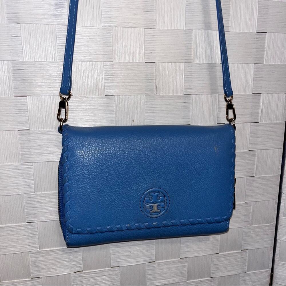 Tory Burch Marion Leather Crossbody Bag Blue Classic Quiet luxury - Picture 11 of 13
